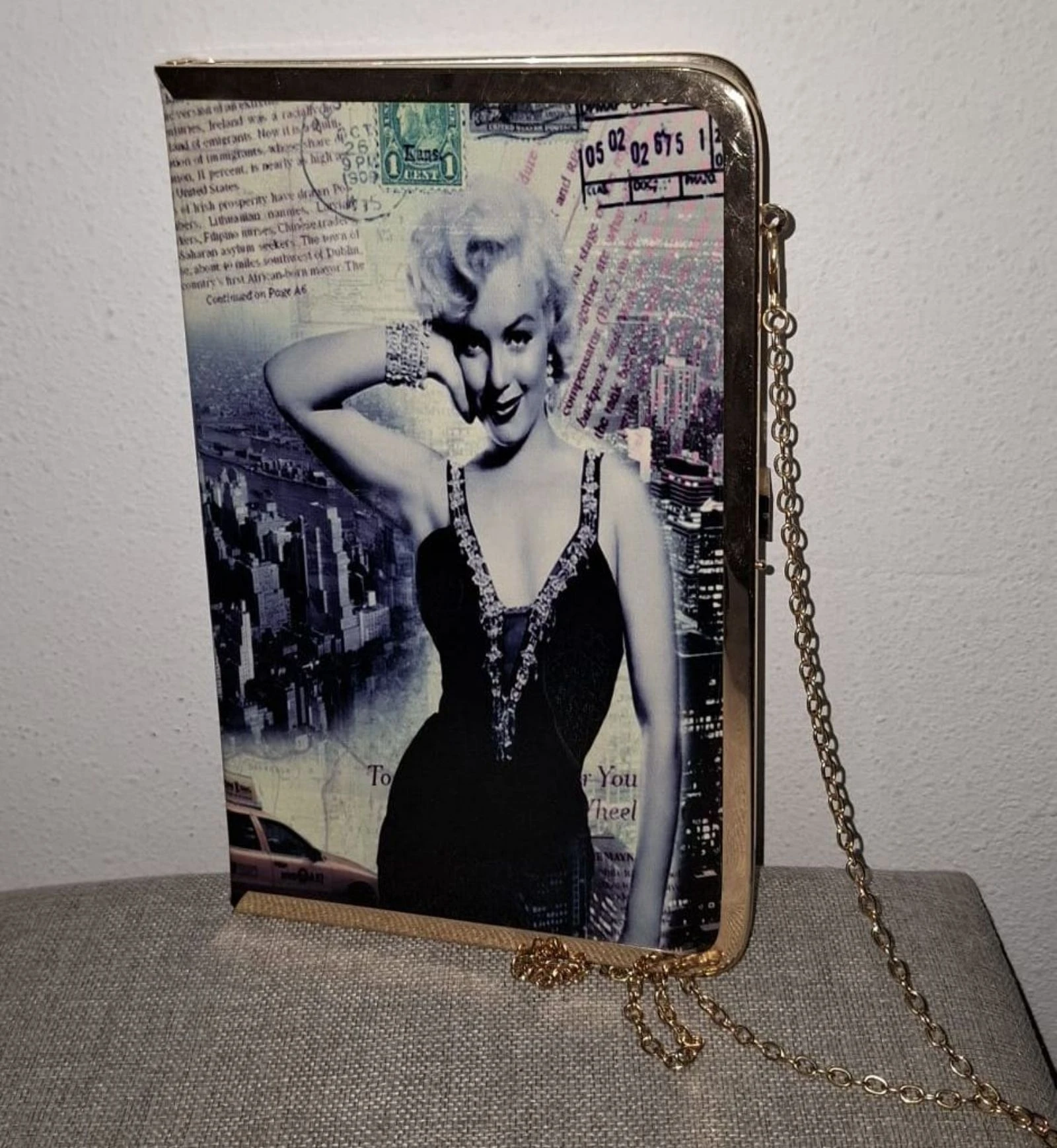 Bolso de Fiesta Marilyn Monroe con Cadena limite edition Y2K Dorada – photo 2
